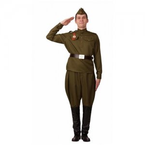 Взрослый костюм Солдат с галифе(песочный) (12181) 44 Батик. Цвет: хаки/зеленый/песочный