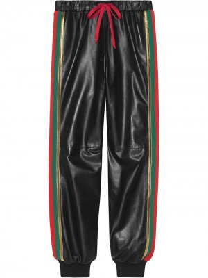 Спортивные брюки с лампасами в полоску Web Gucci. Цвет: черный