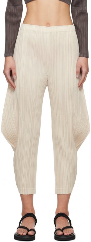 Брюки Off-White с утолщенным низом 1 , цвет Cream Pleats Please Issey Miyake