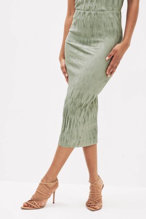 Комбинированная плиссированная юбка-миди приталенного кроя , зеленый Next
