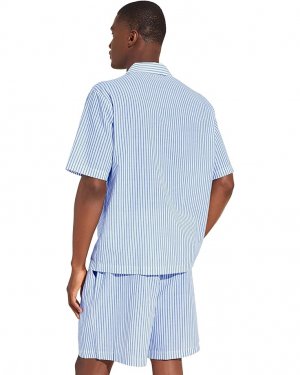 Пижамный комплект Organic Sandwashed Cotton Printed Notch Collar Short PJ Set, цвет Nautico Stripe Azure Eberjey
