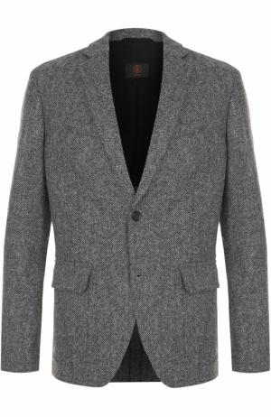 Шерстяной однобортный пиджак Bogner. Цвет: серый