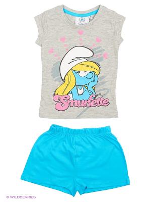 Пижама The Smurfs. Цвет: серый меланж, синий