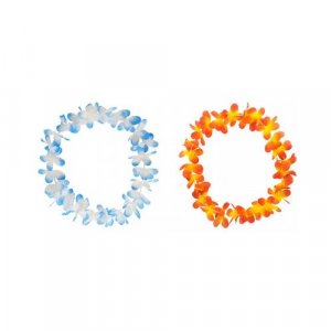 Ожерелье гавайское Двухцветное (цвет бело-синий-голубой, желто-оранжевый) (Набор 2 шт.) Happy Pirate. Цвет: голубой/оранжевый/синий/желтый/голубой-оранжевый