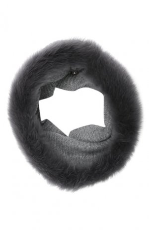 Кашемировый шарф-снуд с мехом лисицы Yves Salomon. Цвет: серый