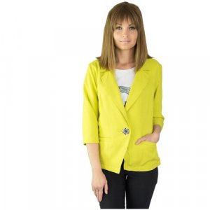 Пиджак , укороченный, силуэт полуприлегающий, размер (42)164-84-90, желтый KiS. Цвет: желтый
