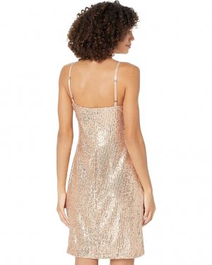 Платье MARINA Sequin Slip Dress, розовое золото