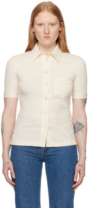 Кремового цвета рубашка с вышивкой Filippa K