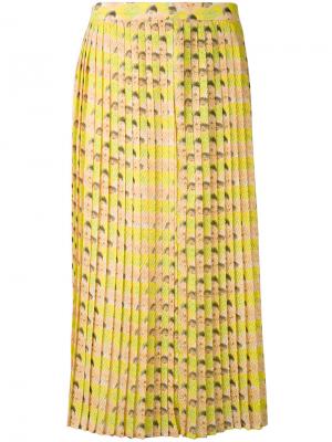 Плиссированная юбка Cotélac. Цвет: жёлтый и оранжевый