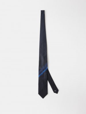 Шелковый галстук в полоску-жаккард , синий Lanvin
