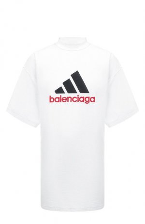Хлопковая футболка adidas x Balenciaga. Цвет: белый