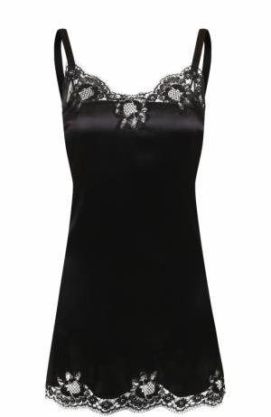 Шелковая сорочка с кружевной отделкой Dolce & Gabbana. Цвет: чёрный