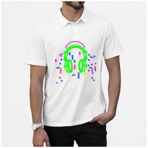 Рубашка- поло наушники (DJ) CoolPodarok. Цвет: белый