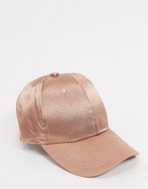 Атласная кепка серо-коричневого цвета -Бежевый Glamorous