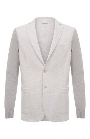 Хлопковый пиджак Eleventy Platinum. Цвет: серый