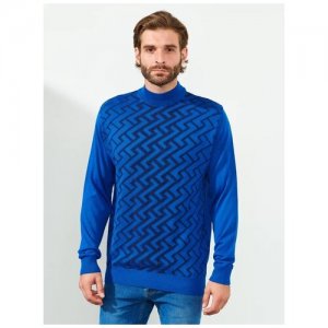 Джемпер мужской вязанный, пуловер , геометрический принт Millennials. Цвет: синий