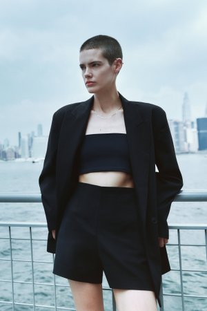 Двубортный пиджак большого размера Zara, черный ZARA