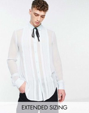 Прозрачная рубашка мятного цвета со складками спереди и контрастным галстуком DESIGN Asos