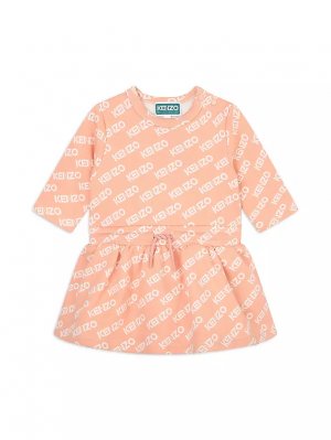 Платье-свитшот с логотипом для маленьких девочек и , бежевый Kenzo