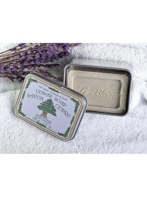 Косметическое мыло с ароматом трав в жестяной коробочке Кедр Le Blanc.. Цвет: зеленый