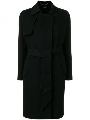 Однобортное пальто с поясом Liu Jo. Цвет: черный