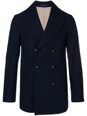 Классическое двубортное пальто The Gigi. Цвет: синий