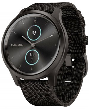 Унисекс Смарт-часы Vivomove 3 Style с черным нейлоновым ремешком, 24,1 мм, черный Garmin