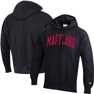 Мужской черный пуловер с капюшоном Maryland Terrapins Team Arch обратного переплетения Champion