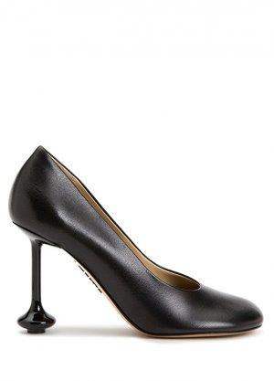 Черные женские кожаные тапочки Loewe
