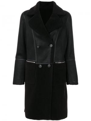 Двубортное пальто со вставками Urbancode. Цвет: чёрный