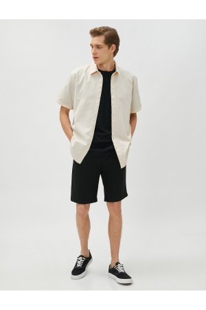 Летняя рубашка с коротким рукавом и классическим воротником из хлопка , экрю Koton