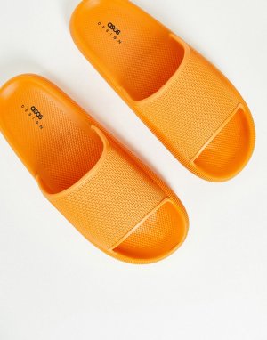 Оранжевые фактурные шлепанцы на толстой подошве -Оранжевый цвет ASOS DESIGN