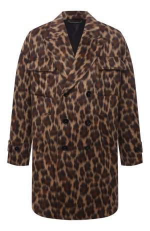 Шерстяное пальто Dolce & Gabbana. Цвет: леопардовый