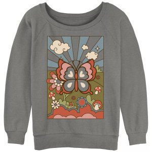 Пуловер с напуском из махровой ткани Colorful Paradise Butterfly для юниоров Unbranded
