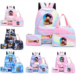 3 шт./компл., разноцветный рюкзак Dragon Ball с сумкой для обеда женщин, студентов, подростков, повседневные школьные сумки, Bandai