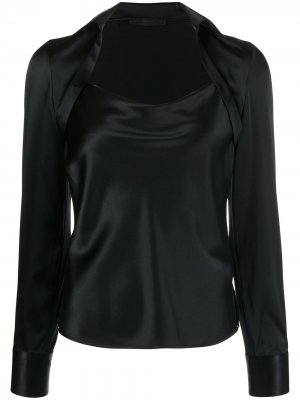 Шелковая блузка с длинными рукавами Helmut Lang. Цвет: черный