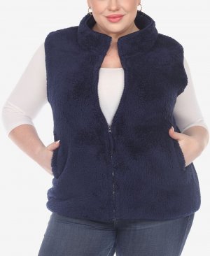 Женская куртка-жилет из шерпы на молнии больших размеров , цвет Navy White Mark