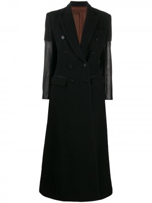 Двубортное пальто 1993-го года с рукавами из искусственной кожи Jean Paul Gaultier Pre-Owned. Цвет: черный
