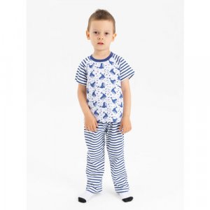 Пижама, размер 98, синий, белый КотМарКот. Цвет: белый/синий