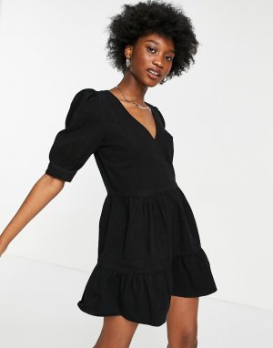 Джинсовое платье макси черного цвета -Черный цвет Miss Selfridge