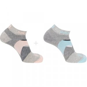 Носки Outline ankle, размер 35-37, серый, розовый, 2 пары Salomon. Цвет: голубой/серый/розовый