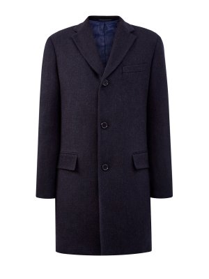 Классическое однобортное пальто из плотной шерсти CUDGI. Цвет: синий