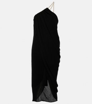 Платье миди на одно плечо из натуральной шерсти , черный Chloé