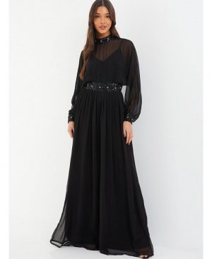 Женское шифоновое вечернее платье с пайетками QUIZ, черный Quiz