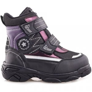 Ботинки , размер 26, черный MINIMEN. Цвет: черный-фиолетовый/фиолетовый/черный