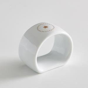 4 кольца для салфеток из фарфора Kubler La Redoute Interieurs. Цвет: белый
