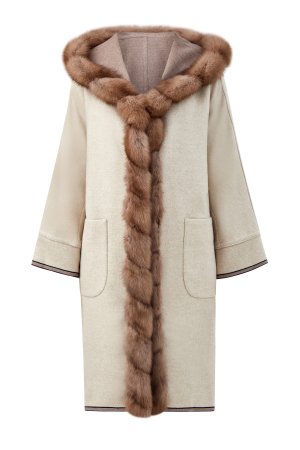 Двустороннее пальто из ткани Loro Piana с мехом куницы GIULIANA TESO. Цвет: мульти