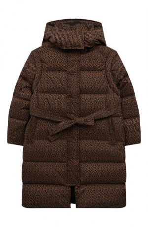 Пуховое пальто Yves Salomon Enfant. Цвет: коричневый