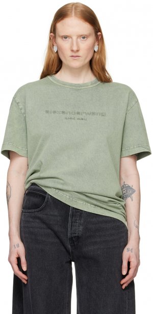 Зеленая футболка с тиснением , цвет Acid smoke green Alexander Wang