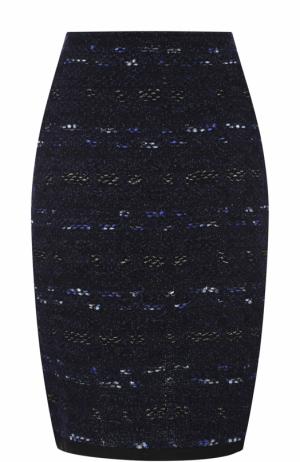 Вязаная юбка-миди с декоративной отделкой St. John. Цвет: темно-синий